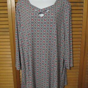 Kim Rogers tunic top black, pink, white & blue, soft & flowy like new size XL